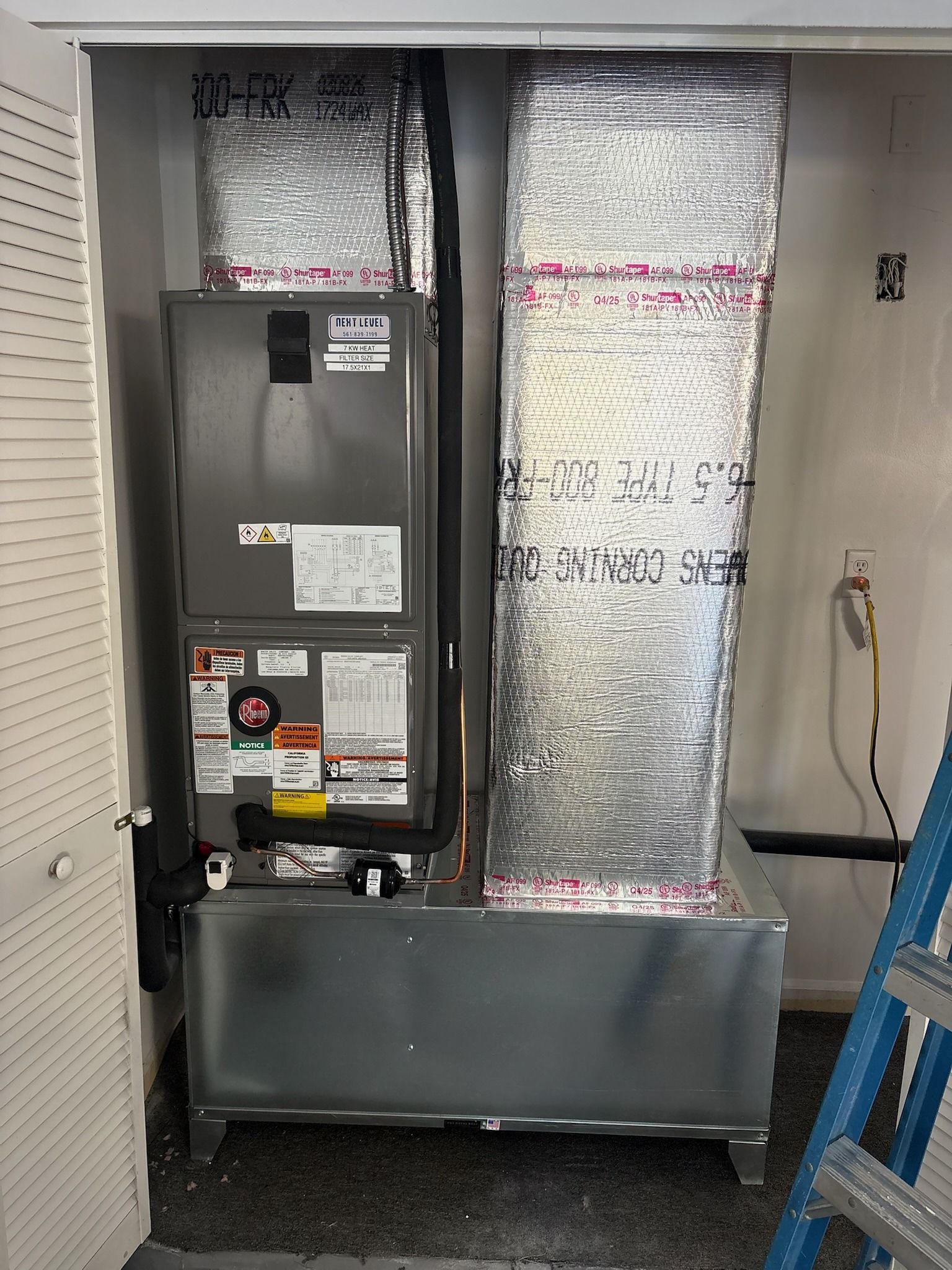 Air handler with a new plenum in a utility closet